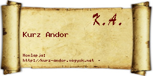 Kurz Andor névjegykártya